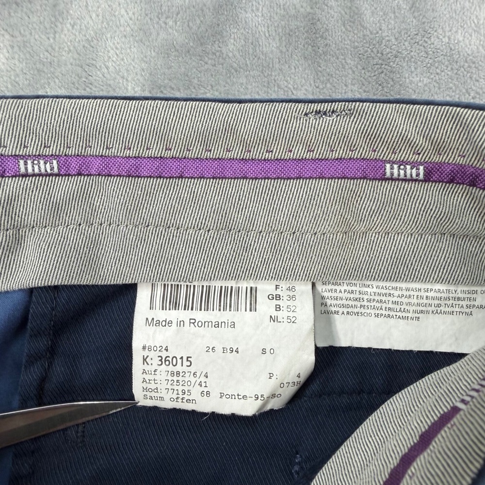 Hiltl Trousers Mens Size 36x29 Navy Blue Chino Pants Casual Formal - Picture 4 of 9